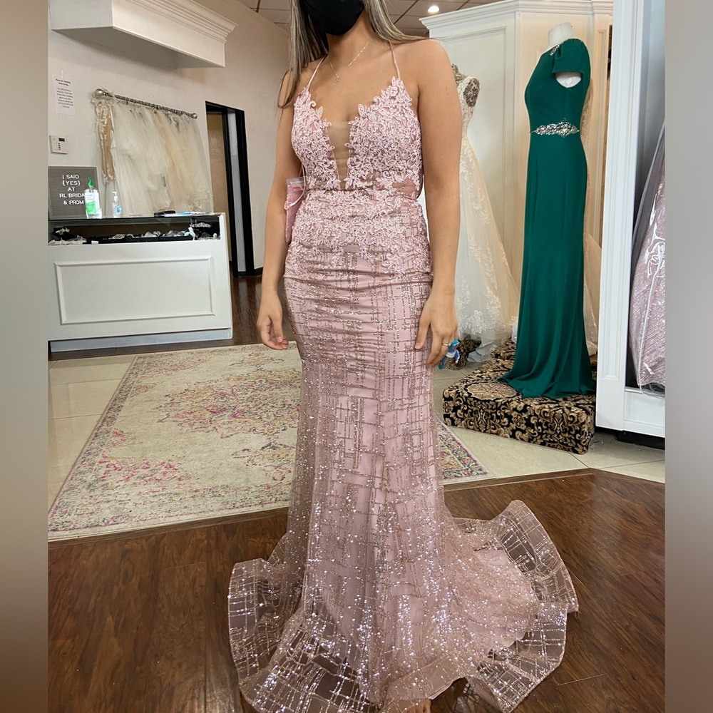 Champagne colored prom dress